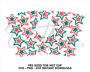 Star Pattern Starbucks Cup SVG 4th July Hot Cup PNG Dxf Cutting File 16oz Grande Independence Day Instant Digital Download Travel