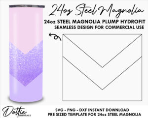 V Shape 24 Oz Steel Magnolia Plump Hydrofit Tumbler Wrap SVG PNG Dxf V split Straight Seamless Tumbler Template  - Instant Digital Download