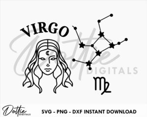 Virgo Bundle SVG PNG DXF Star Sign Pack Cutting File Design - Astrology Zodiac Symbol Craft File - Constellation Stars August - September