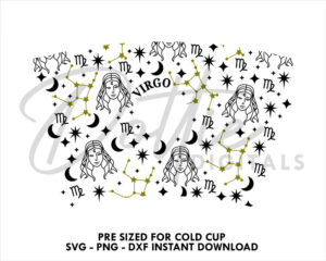 Virgo Starbucks Cold Cup SVG PNG DXF Zodiac Star Sign Cutting File 24oz Venti Cup Instant Digital Download Constellations Astrology