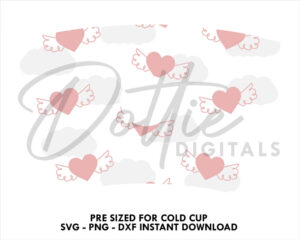 Flying Love Hearts Starbucks 24 oz Venti Cold Cup SVG PNG DXF Valentines Day Angel Wings Heart Romantic Love Cutting File Download