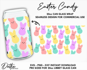 Easter Bunny Candies Libbey Glass Wrap SVG Rabbit 20oz Libbey Can Svg Png DXF Libbey Cup Spring Cutting File Digital Download