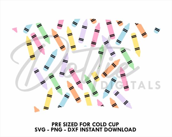 Crayons Name Gap Starbucks Cold Cup SVG PNG Dxf Cut File 24oz Venti Cup School Teacher Coffee Tumbler - Image 2