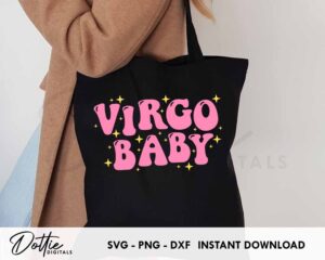 Virgo Baby SVG PNG DXF Star Sign Cutting File Design - Astrology Zodiac Symbol Craft File - Constellation Bubble Font
