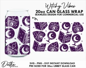 Witchy Vibes 20oz Libbey Glass Can SVG Libbey Can Wrap Svg PNG DXF Halloween Spells