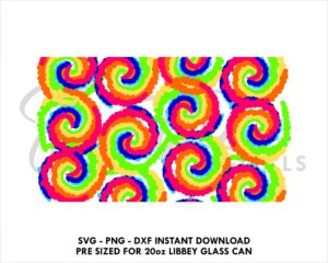 Tie Dye Swirl Pattern 20oz Libbey Glass Can SVG Libbey Can Wrap Svg PNG DXF