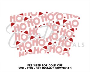 Ho Ho Ho Starbucks Cold Cup SVG PNG Dxf 24oz Venti Cup Coffee Tumbler Wrap Santa Hats