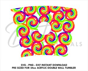 Tie Dye Pattern Starbucks Double Wall 24oz Acrylic Tumbler SVG PNG DXF CutFile Cup