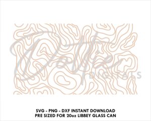 Wavy Swirls Pattern 20oz Libbey Glass Can SVG Libbey Can Wrap Svg PNG DXF