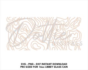 Wavy Swirls Pattern 16oz Glass Can Cut File SVG PNG Dxf Libbey Wrap Cup
