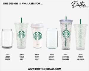 Wavy Swirls Pattern Starbucks Cup SVG Hot Cup PNG DXF Cutting File 16oz Grande Instant Digital Download Travel Coffee
