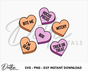 Spooky Love Hearts SVG PNG DXF Sublimation Sticker Cutting Craft File Cricut Silhouette Halloween
