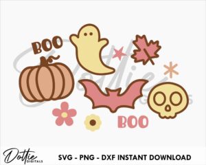 Halloween Boho Boo Spooky SVG PNG DXF Sublimation Sticker Cutting Craft File Cricut Silhouette