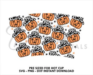 Halloween Cowboy Hats Pumpkins Starbucks No Hole Hot Cup SVG PNG DXF Cutting File 16oz Grande Instant Digital Download Coffee