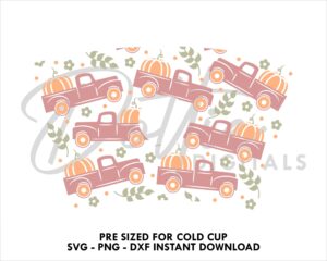 Pumpkin Truck Starbucks Cold Cup SVG PNG Dxf 24oz Venti Cup Coffee Tumbler Wrap