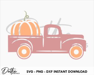 Pumpkin Truck SVG PNG DXF Sublimation Sticker Cutting Craft File Cricut Silhouette SS Halloween