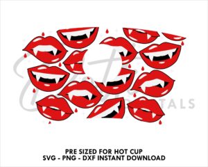 Halloween Vampire Teeth Starbucks Hot Cup SVG PNG DXF Cutting File 16oz Grande Digital Download Mug Coffee