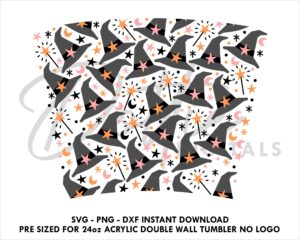 Witch's Hat Halloween Starbucks No Hole Double Wall 24oz Acrylic Tumbler SVG PNG DXF CutFile Cup