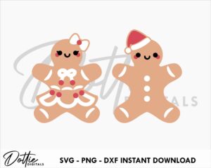 Christmas Gingerbreads SVG PNG DXF Sublimation Sticker Cutting Craft File Cricut Silhouette