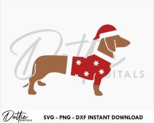 Santa Paws Sausage Dog SVG PNG DXF Sublimation Sticker Cutting Craft File Cricut Silhouette