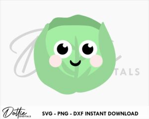 Cute Brussels Sprout SVG PNG DXF Sublimation Sticker Cutting Craft File Cricut Silhouette