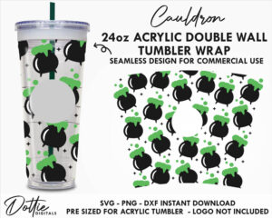 Halloween Witch's Cauldron Starbucks Double Wall 24oz Acrylic Tumbler SVG PNG DXF CutFile Cup