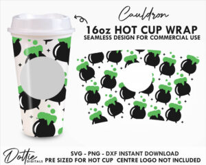 Halloween Witch's Cauldron Starbucks Hot Cup SVG PNG DXF Cutting File 16oz Grande Digital Download Mug Coffee