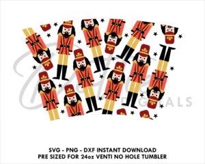 Christmas Nutcracker Soldiers Starbucks Cold Cup No Hole Gap SVG PNG DXF Full Wrap Cutting File 24oz Venti
