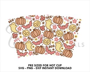 Halloween Boho Boo Starbucks No Hole Hot Cup SVG PNG DXF Cutting File 16oz Grande Instant Digital Download Coffee