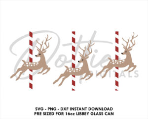 Christmas Reindeers Libbey Glass Wrap SVG 16oz Can PNG DXF Design Cut File