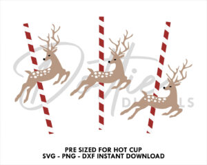 Christmas Reindeer Starbucks No Hole Hot Cup SVG PNG DXF Cutting File 16oz Grande