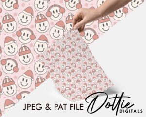 Santa Smiling Faces Repeat Pattern Download, Digital Paper, Seamless, JPG, PAT File,