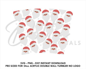 Christmas Santa Faces No Hole Starbucks Double Wall 24oz Acrylic Tumbler SVG PNG DXF CutFile Cup