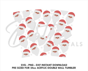 Christmas Santa Faces Starbucks Double Wall 24oz Acrylic Tumbler SVG PNG DXF CutFile Cup