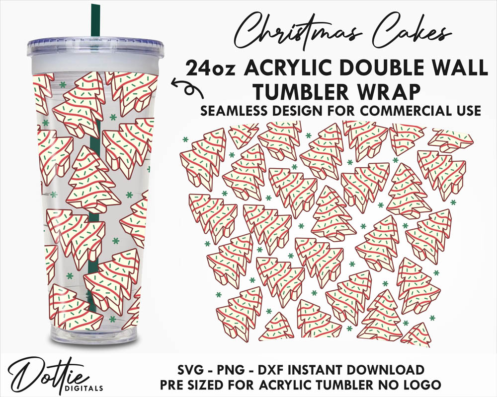 Fa la la Christmas 24oz Starbucks No Hole Cold Cup Wrap SVG PNG DXF Cutting  File