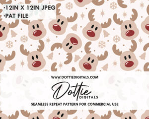 Cute Rudolph Reindeer Repeat Pattern Download, Digital Paper, Seamless, JPG, PAT File,