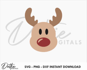 Cute Rudolph Reindeer SVG PNG DXF Sublimation Sticker Cutting Craft File Cricut Silhouette