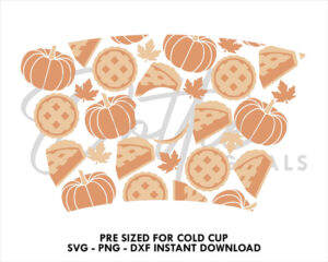 Pumpkin Pie Starbucks Cold Cup SVG PNG Dxf 24oz Venti Coffee Tumbler Vector Wrap