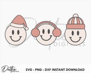 Retro Winter Faces SVG PNG DXF Sublimation Sticker Cutting Craft File Cricut Silhouette