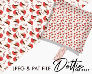 Robin Red Breast Repeat Pattern Download, Digital Paper, Seamless, JPG, PAT File,