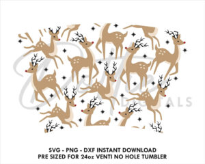 Rudolph Red Nosed Reindeer Starbucks Cold Cup No Hole SVG PNG DXF No Gap Full Wrap Cutting File 24oz Venti