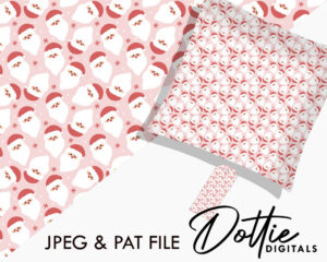 Santa Faces Repeat Pattern Download, Digital Paper, Seamless, JPG, PAT File,