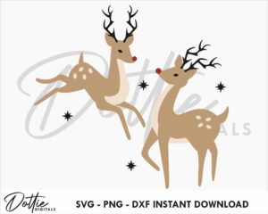 Winter Reindeers SVG PNG DXF Sublimation Sticker Cutting Craft File Cricut Silhouette