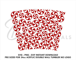 Candy Peppermints No Hole Starbucks Double Wall 24oz Acrylic Tumbler SVG PNG DXF CutFile Cup