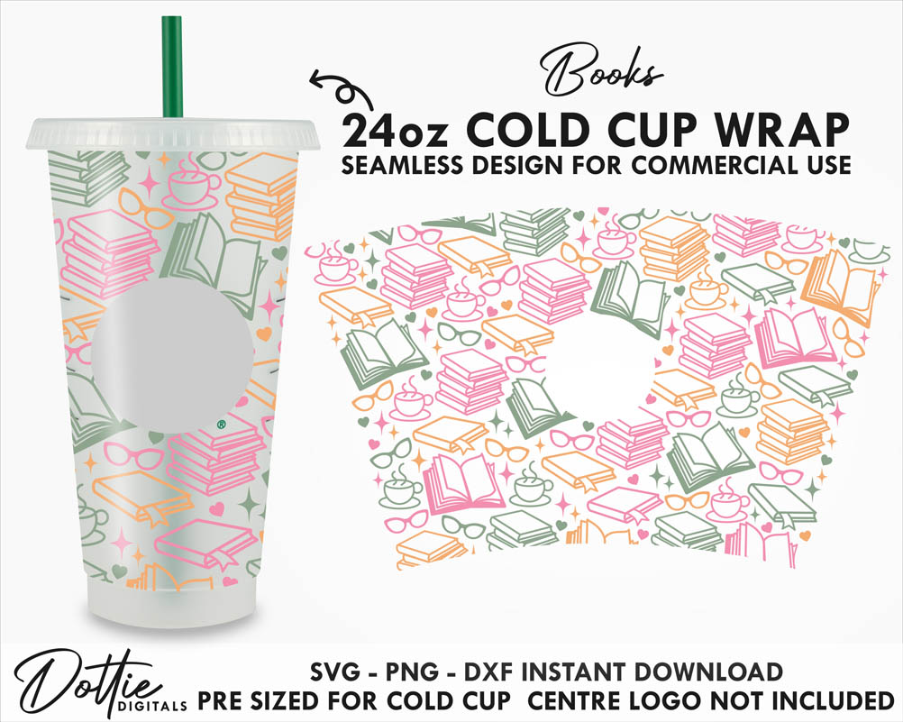 iced coffee and books starbucks 24oz cold cup wrap