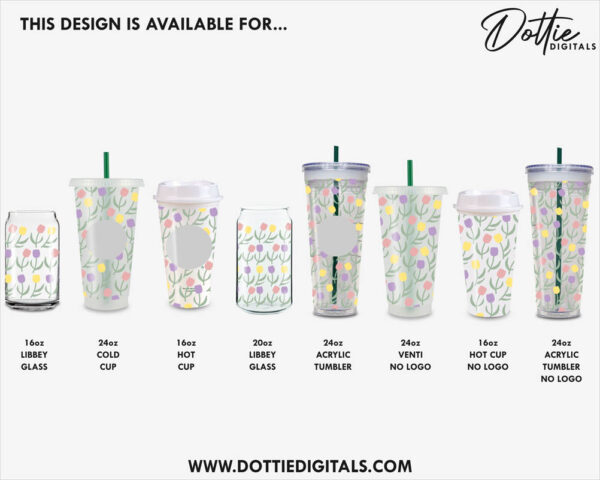 Tulips 20oz Libbey Glass Can SVG Wrap PNG DXF Cup Cutting File