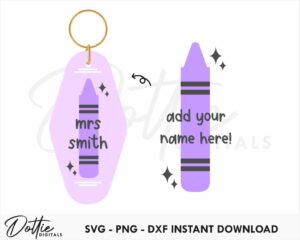 Crayon Image Motel Keychain SVG PNG DXF Template Cutting File