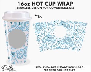 Fairytale Princess 16oz Starbucks Hot Cup Wrap SVG