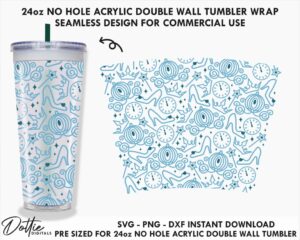 Fairytale Princess 24oz Starbucks No Hole Double Wall Acrylic Tumbler Wrap SVG
