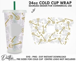 Keys With Wings 24oz Starbucks Cold Cup Wrap SVG